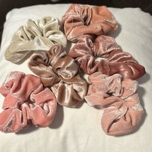 NWT Velvet Hair Scrunchies 6 Total. All subtle shades of pink, 1 white